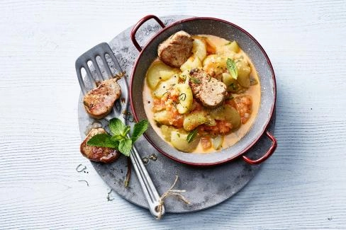 schmorgurken-tomaten-gemuese mit schweinsfilet-wildeisen-rezept